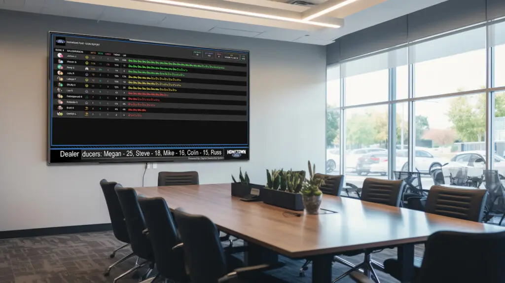 PULSE vs. FrogData, Axcessa, ReverseRisk, DealerOps, DealerKPI – Comprehensive Comparison 5 ddsdigital Car dealership conference room 12
