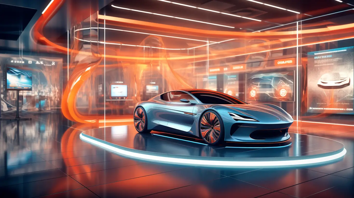 Digital signs futuristic car dealership interactive displays car features