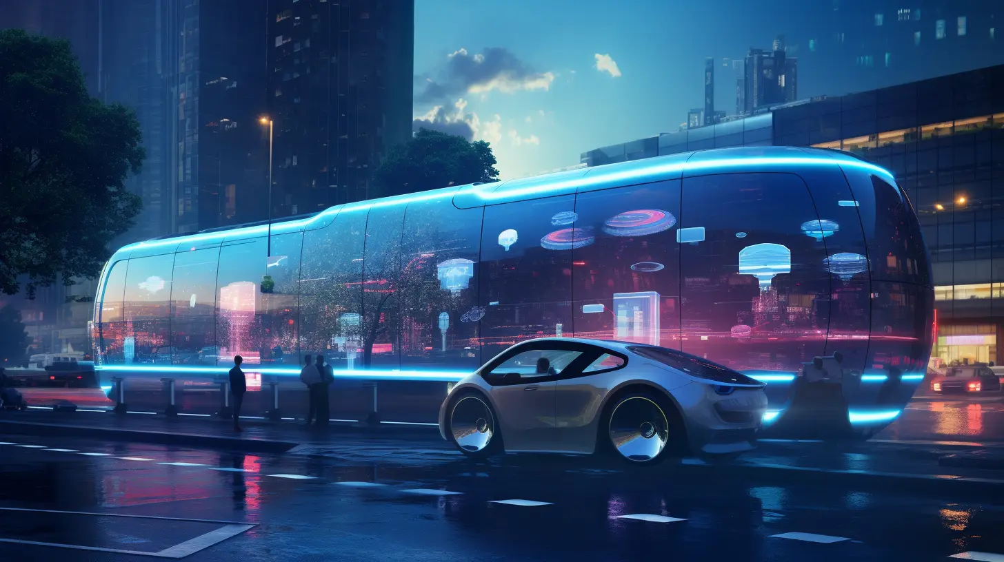 Digital signs futuristic cars driving past interactive digital roadside billboards