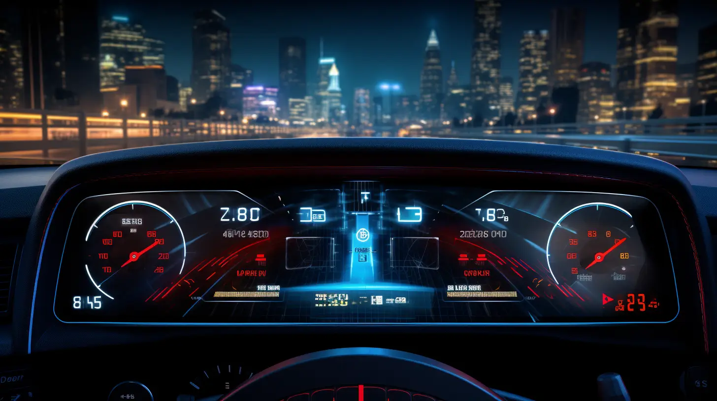 Digital signs modern car dashboard