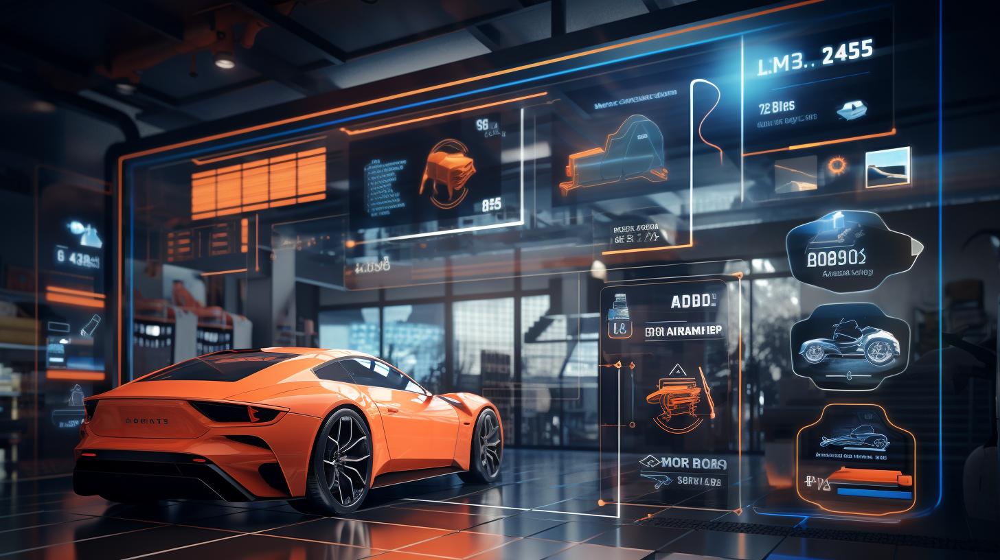 sales team leaderboard digital leaderboard orange car in futuristic setting