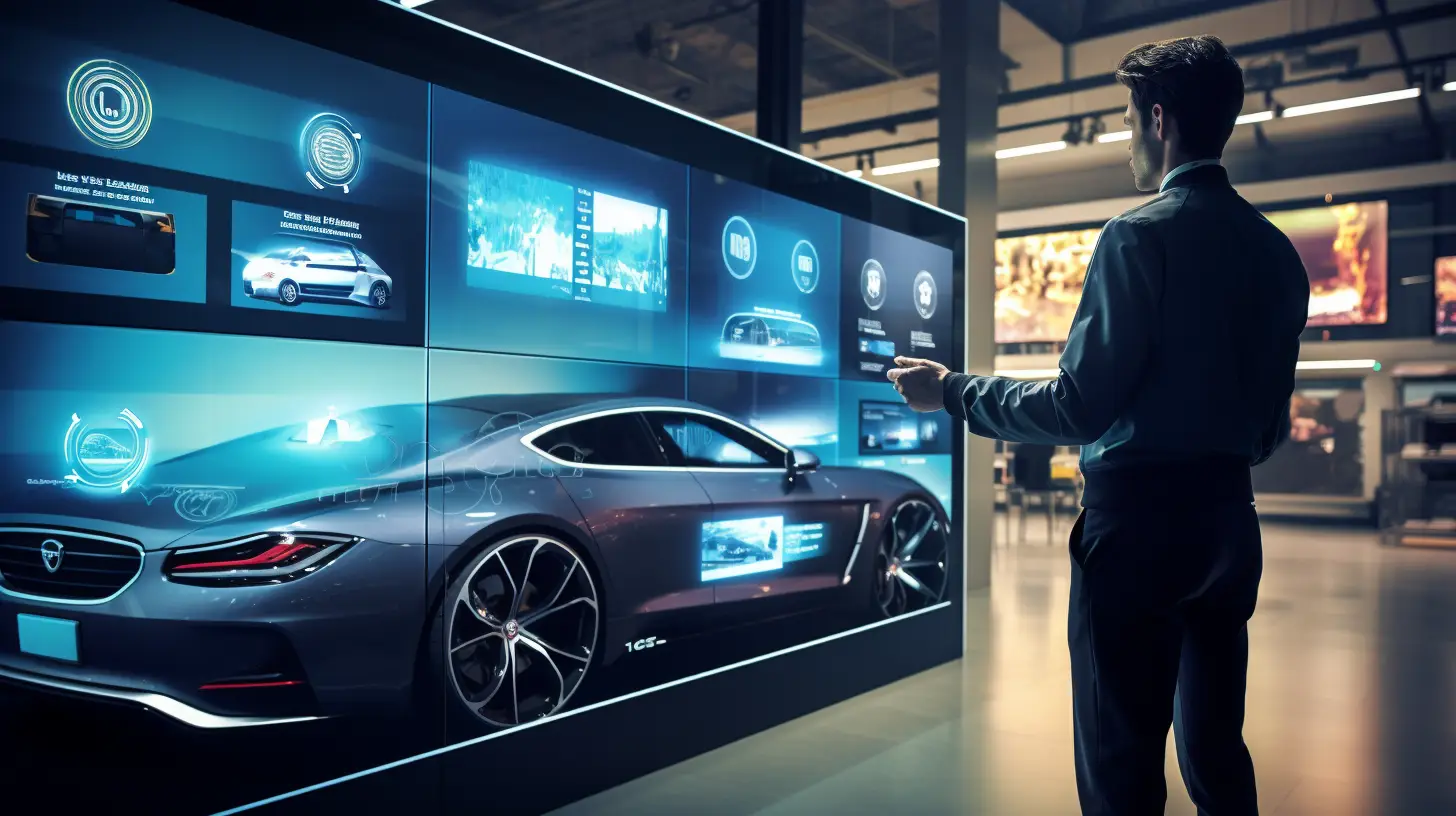 digital signs interactive screens displaying car models
