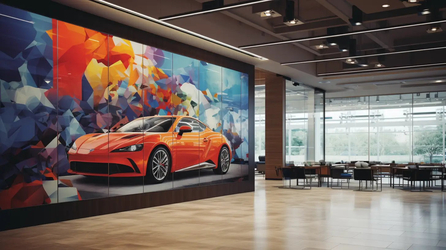 digital signs large sleek video wall in dealership 