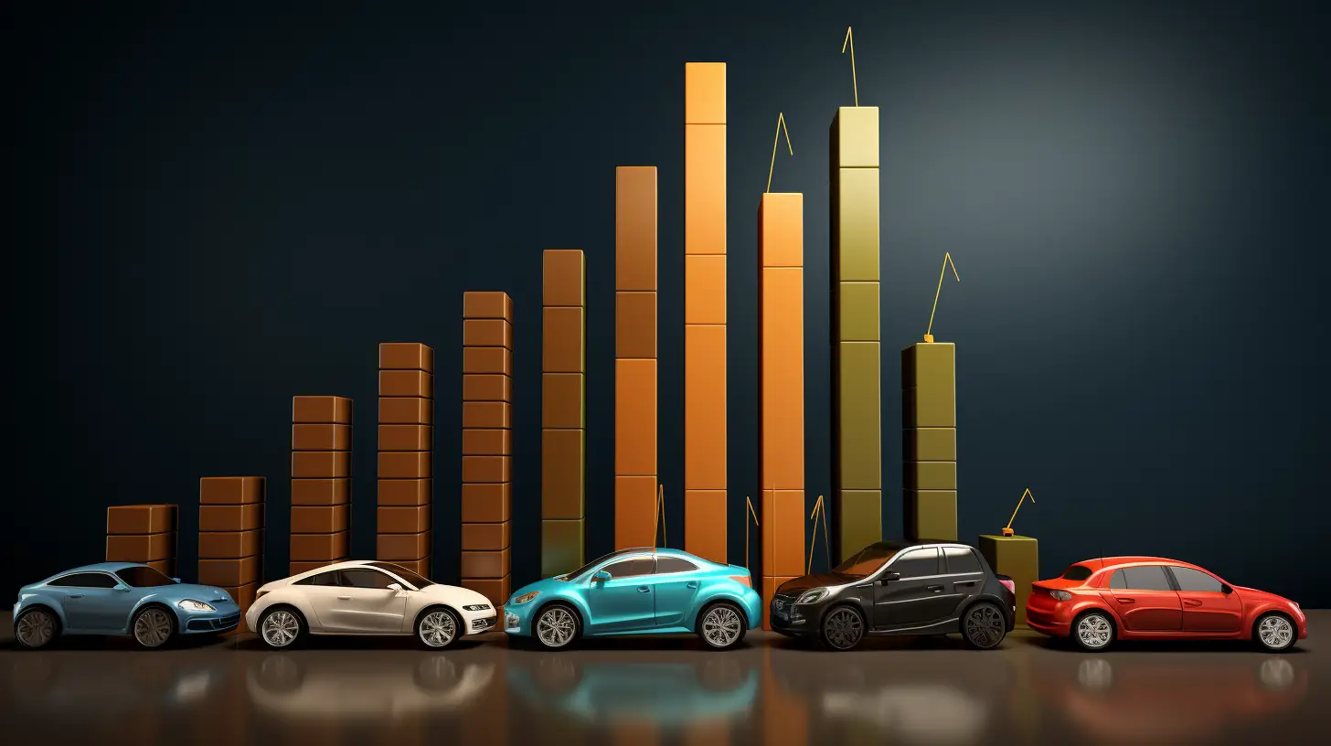 sales team leaderboard 3d graph with cars lined up 