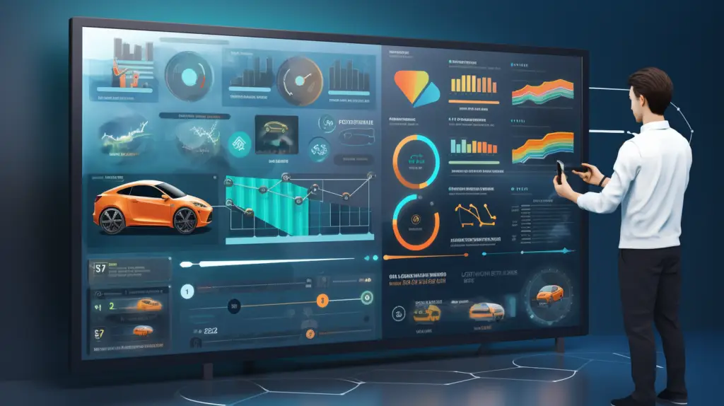 service advisor digital dashboard displaying multiple performance metrics with icons 1st 1