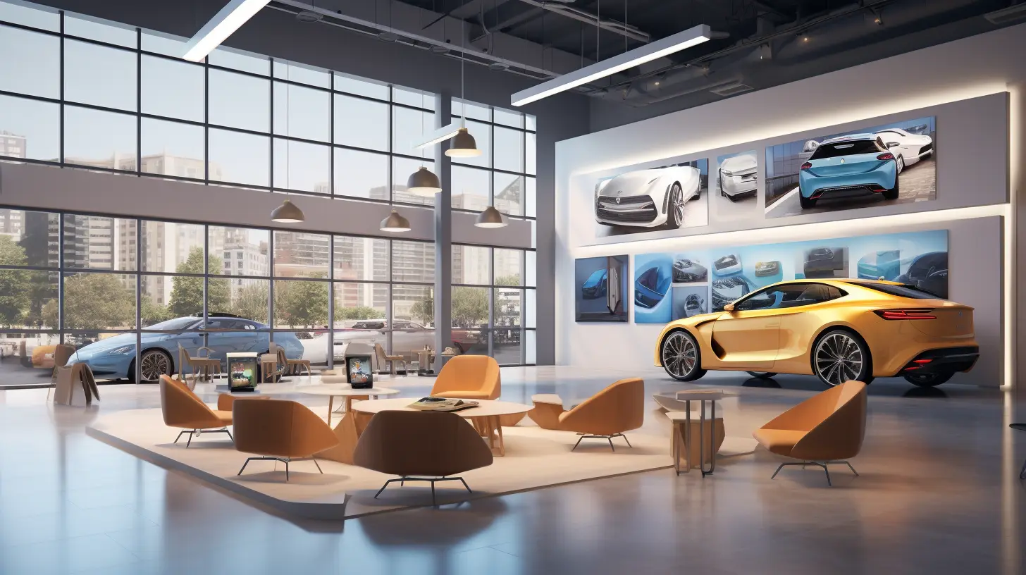 digital signage in a vibrant car dealership with interactive signage