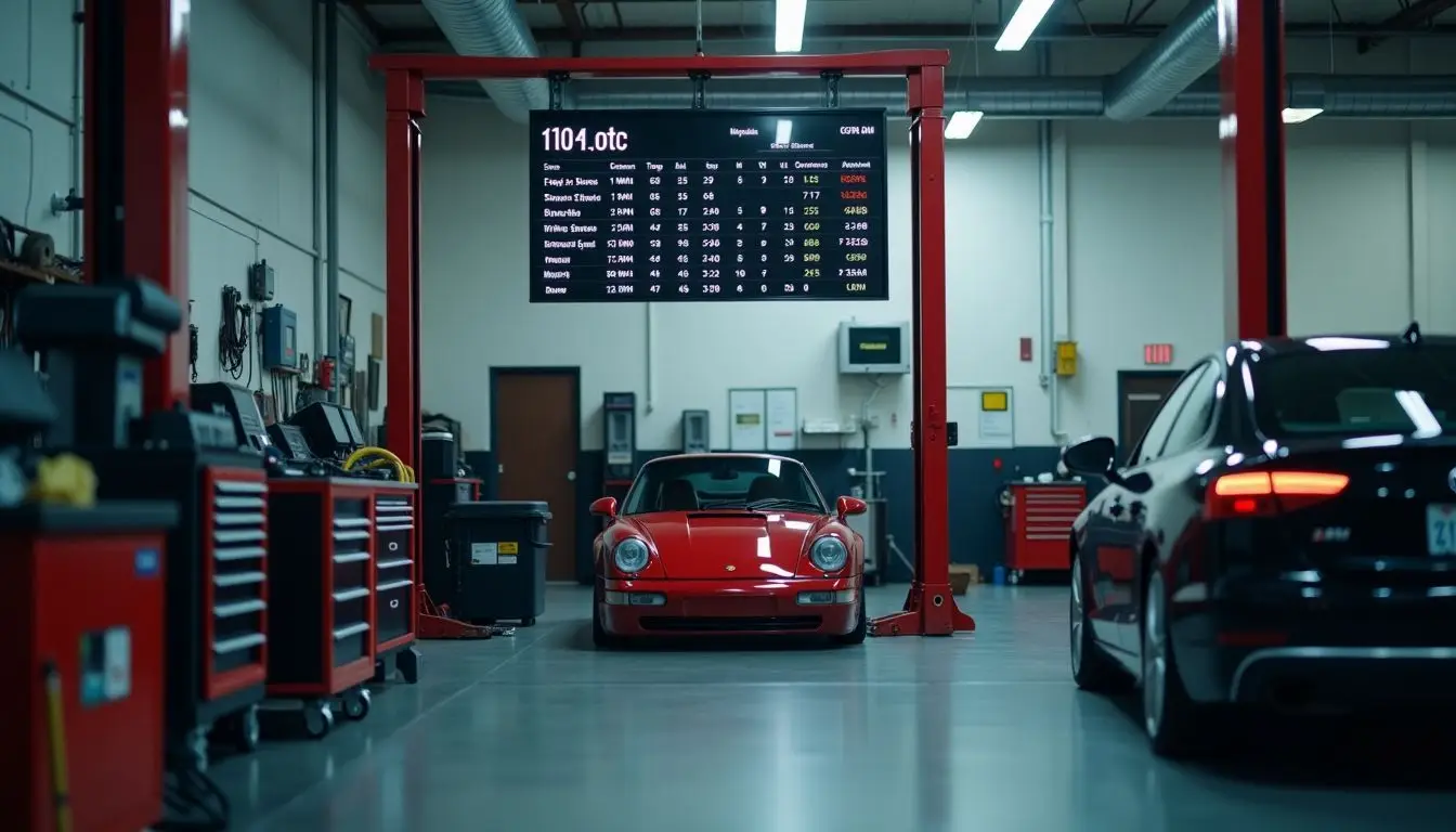 An active automotive service center with real-time performance metrics on display.