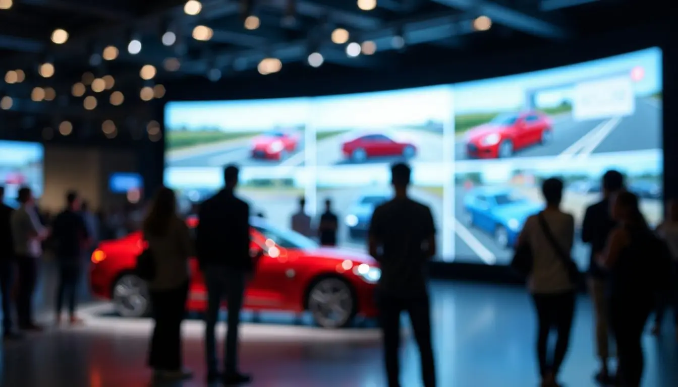 An interactive digital car display showcasing live product demonstrations and virtual tours.