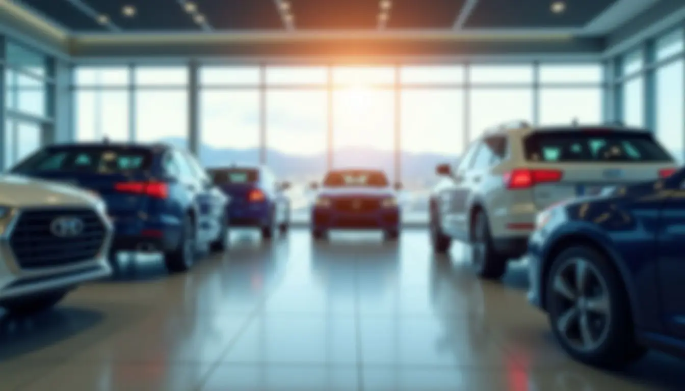 A well-lit modern car showroom featuring various car models.