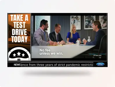 Live TV system for dealership lounges integrating service status and dealership marketing content
