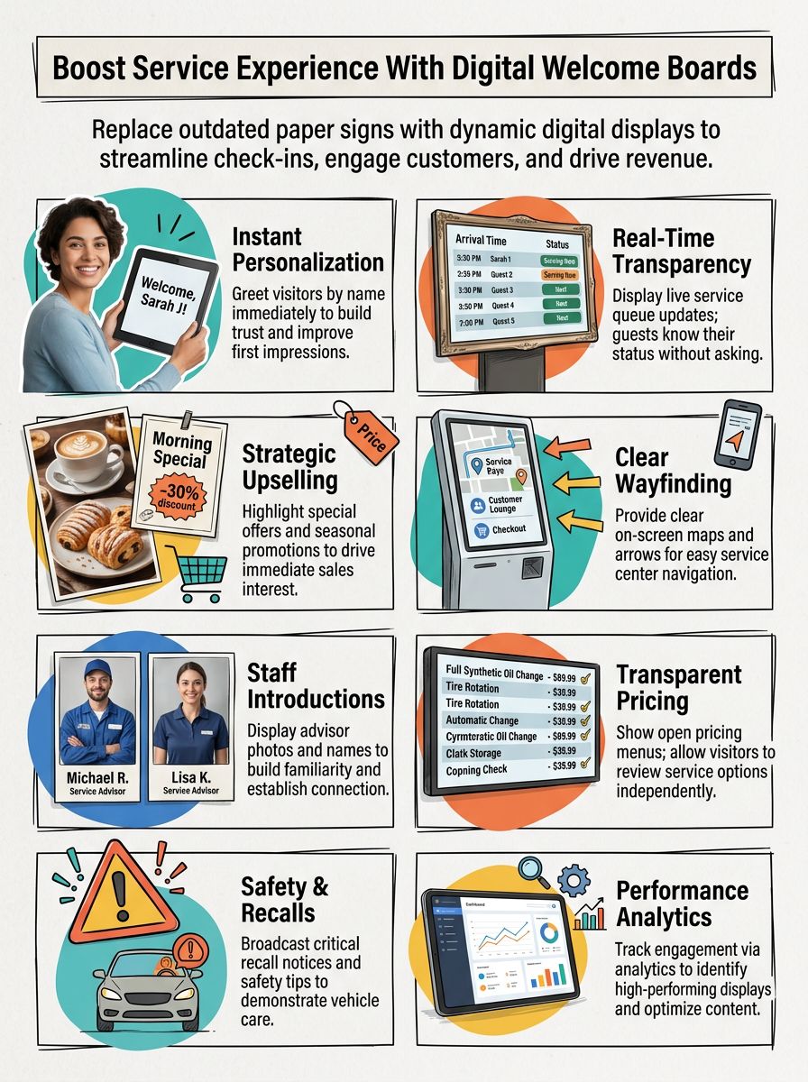 Improving Service Drive Customer Experience With Digital Welcome Boards Improving Service Drive Customer Experience With Digital Welcome Boards