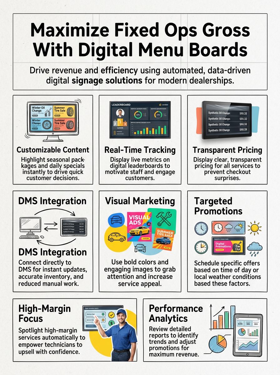 Maximize Fixed Ops Gross With Custom Dealership Digital Menu Boards Maximize Fixed Ops Gross With Custom Dealership Digital Menu Boards